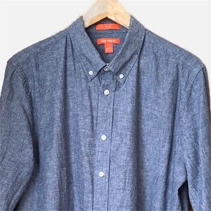 Joe Fresh Blue Linen Cotton Chambray Button Down Shirt Size L